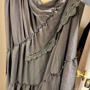 Joyfolie Charcoal Dress with Crochet Accents